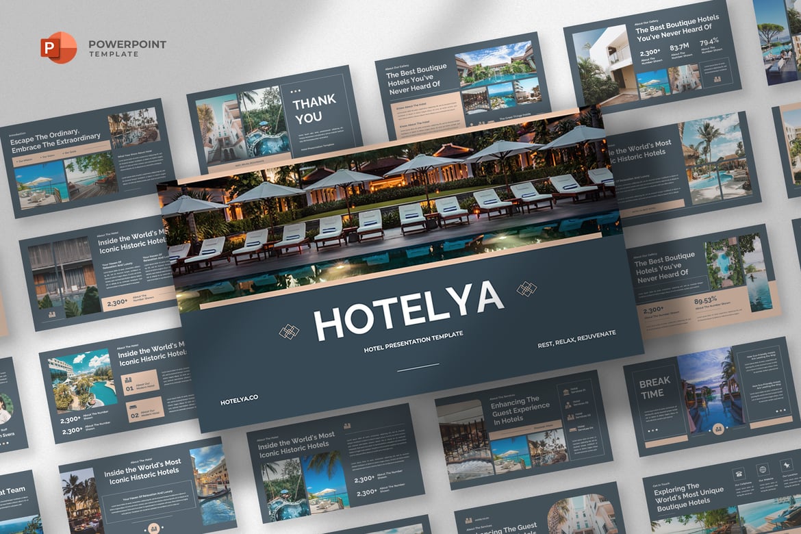 Template Presentasi Powerpoint Hotel Mewah yang Elegan