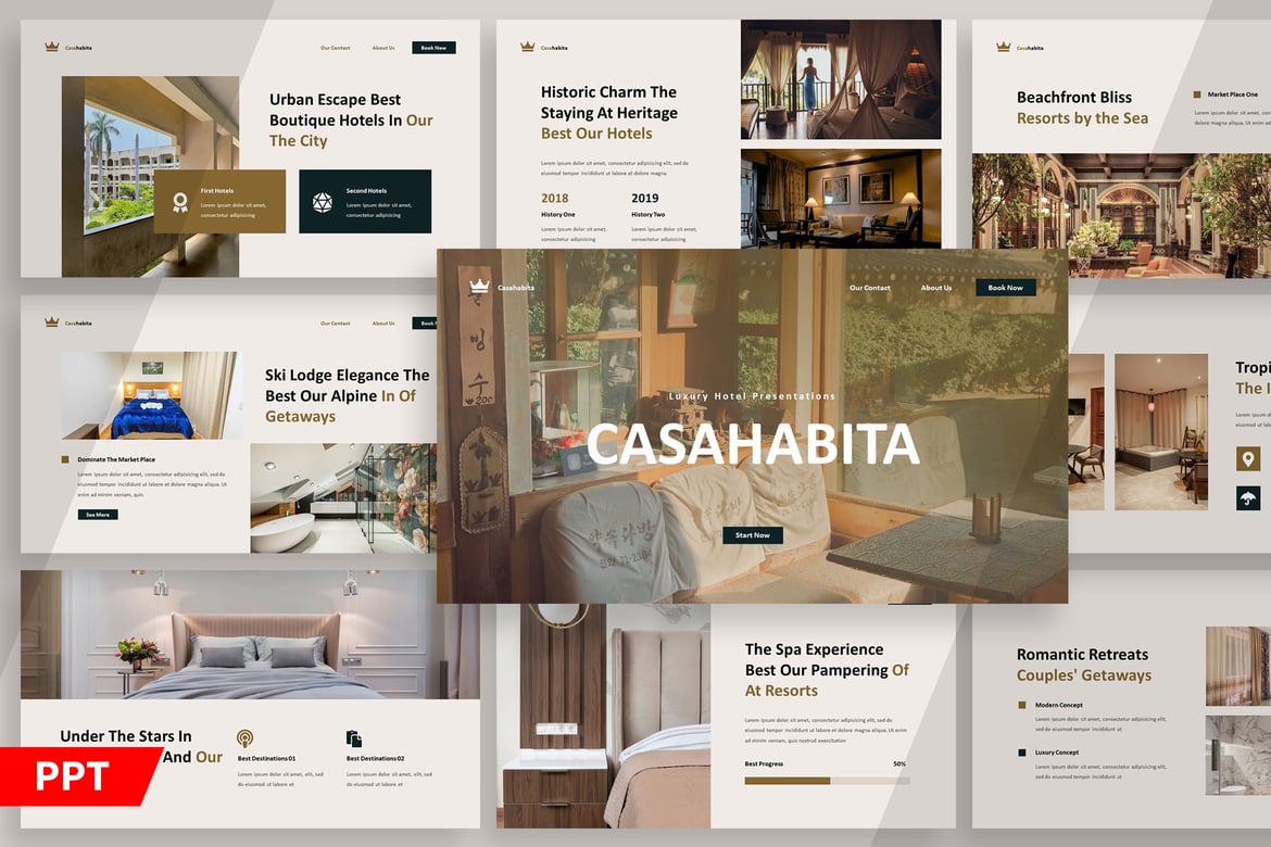 Template PowerPoint Hotel Mewah - Presentasi yang Elegan dan Profesional
