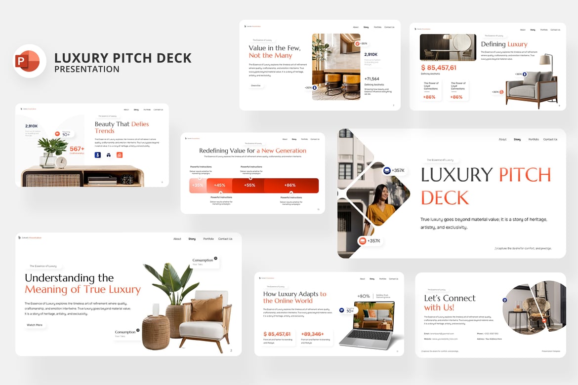 Template Presentasi PowerPoint Mewah untuk Pitch Deck yang Profesional