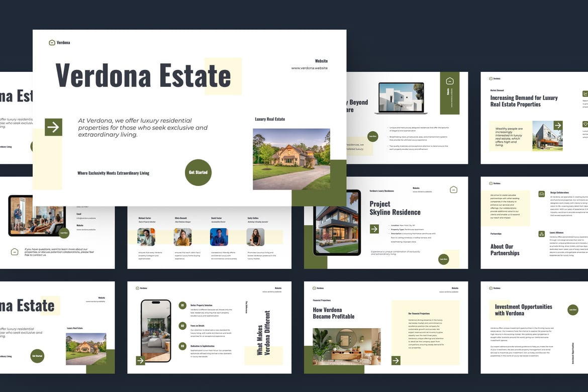 Template Presentasi PowerPoint Real Estat Mewah yang Menarik