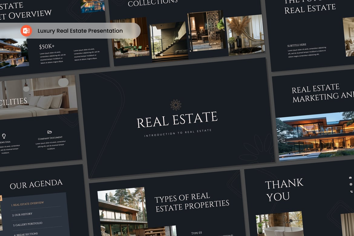 Template Presentasi PowerPoint Real Estate Mewah