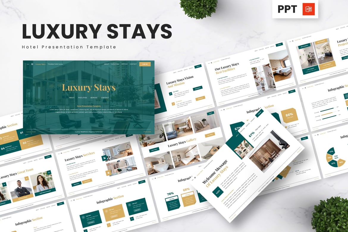 Template Presentasi Mewah untuk Hotel dan Wisata