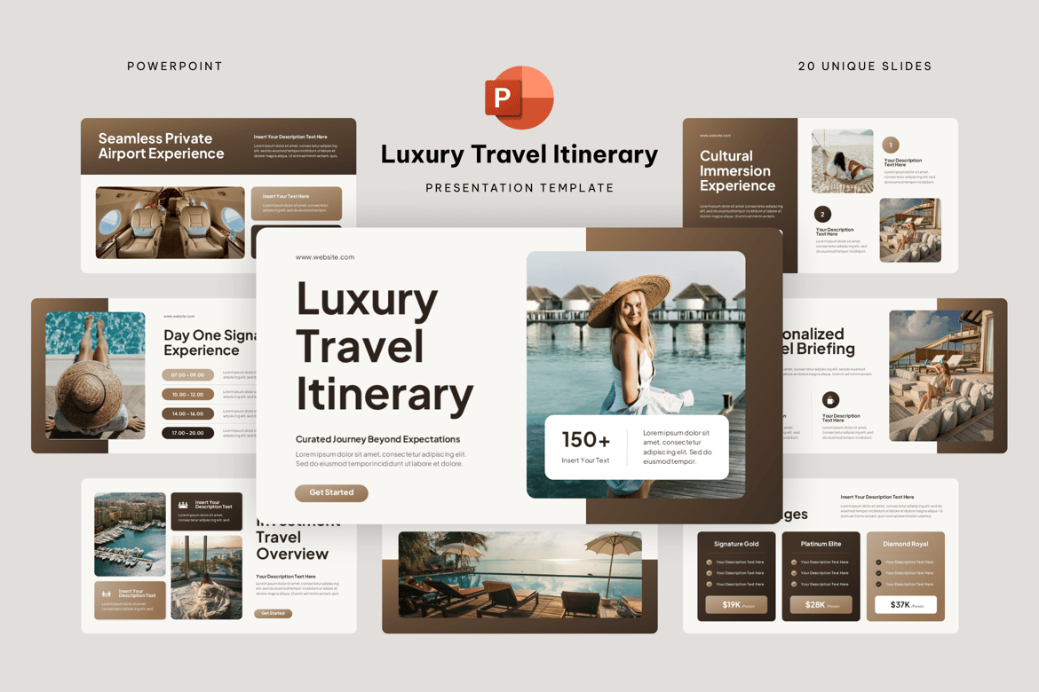 Template Presentasi Powerpoint Itinerary Perjalanan Mewah