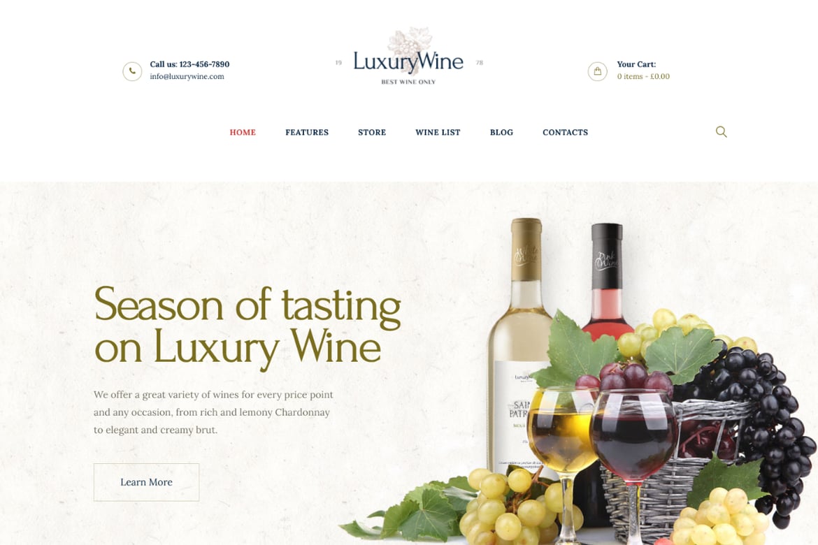 Tema WordPress Mewah untuk Winery | Toko Minuman dan Kebun Anggur