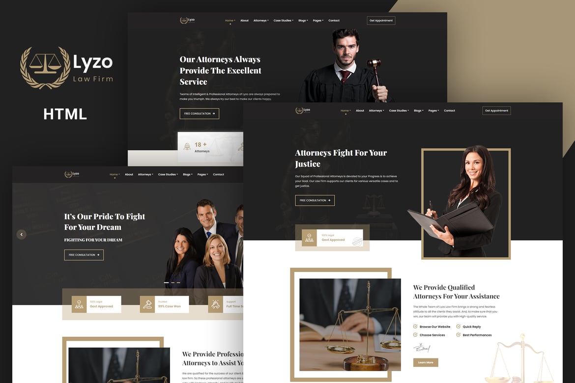 Lyzo - Template Website untuk Firma Hukum & Pengacara Modern