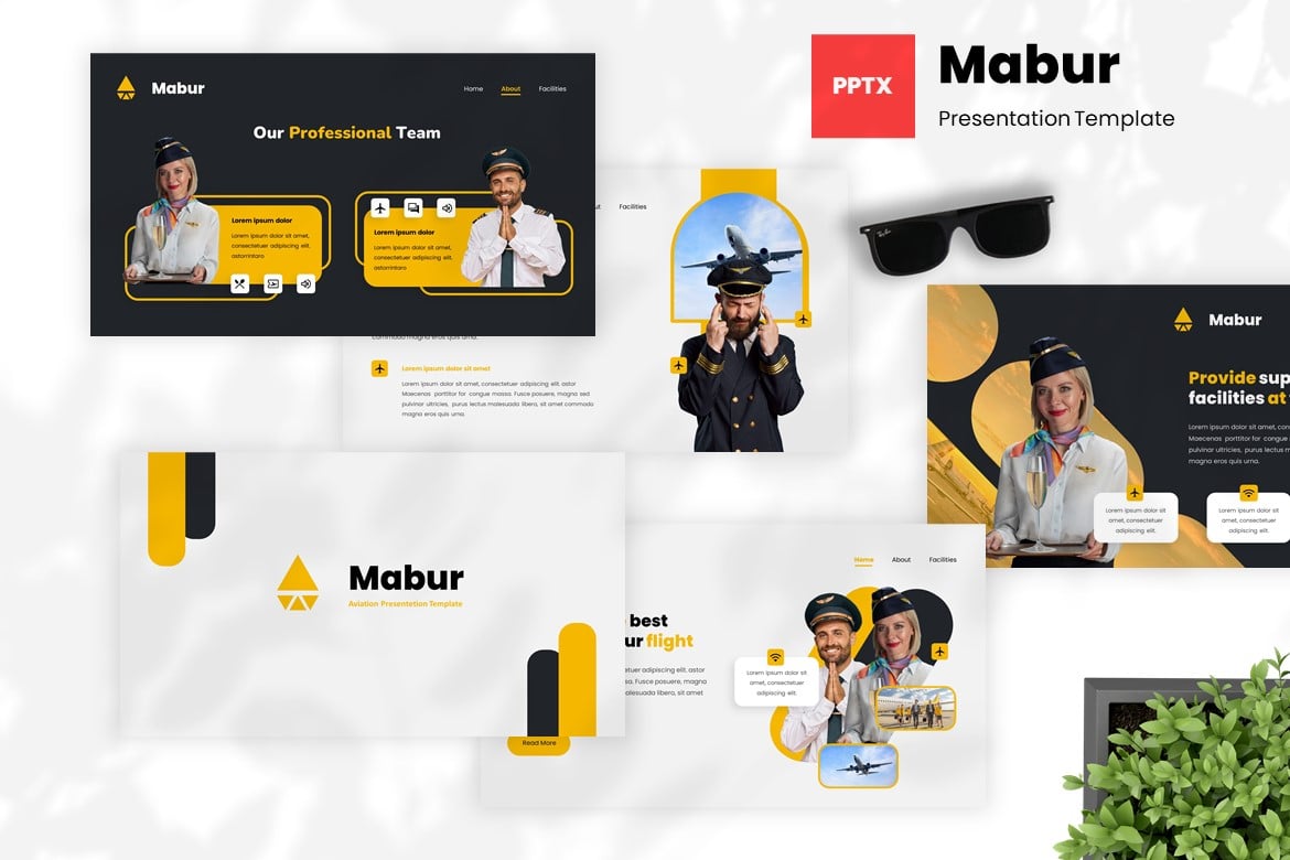 Template PowerPoint Mabur untuk Presentasi Penerbangan yang Menarik