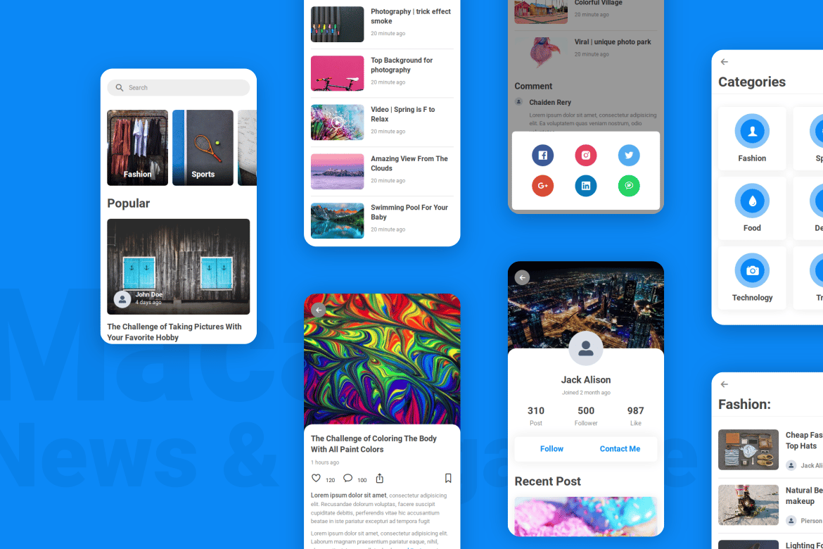 Template Mobile Berita & Majalah Maca yang Modern