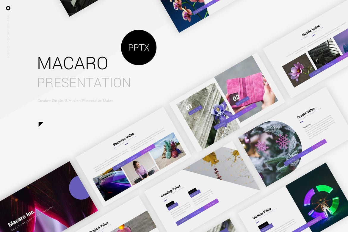 Template PowerPoint Macaro - Solusi Presentasi Profesional Anda