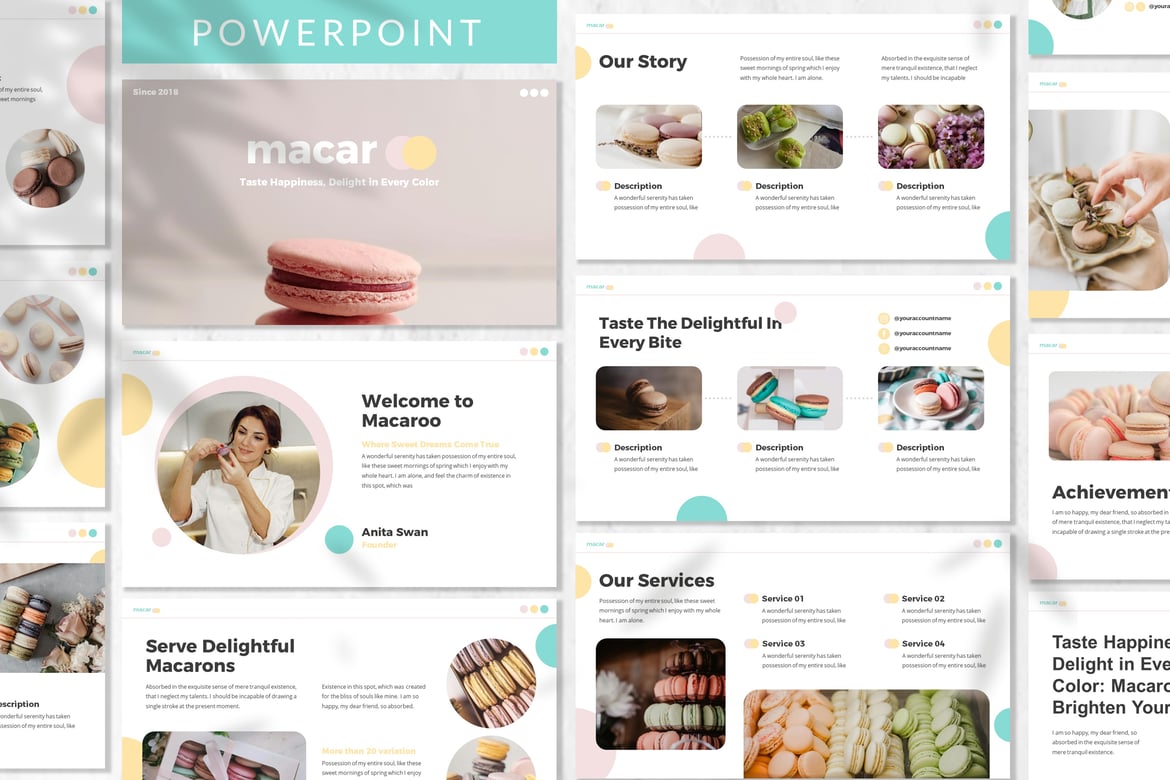 Macaroo - Template Powerpoint Bisnis yang Menarik
