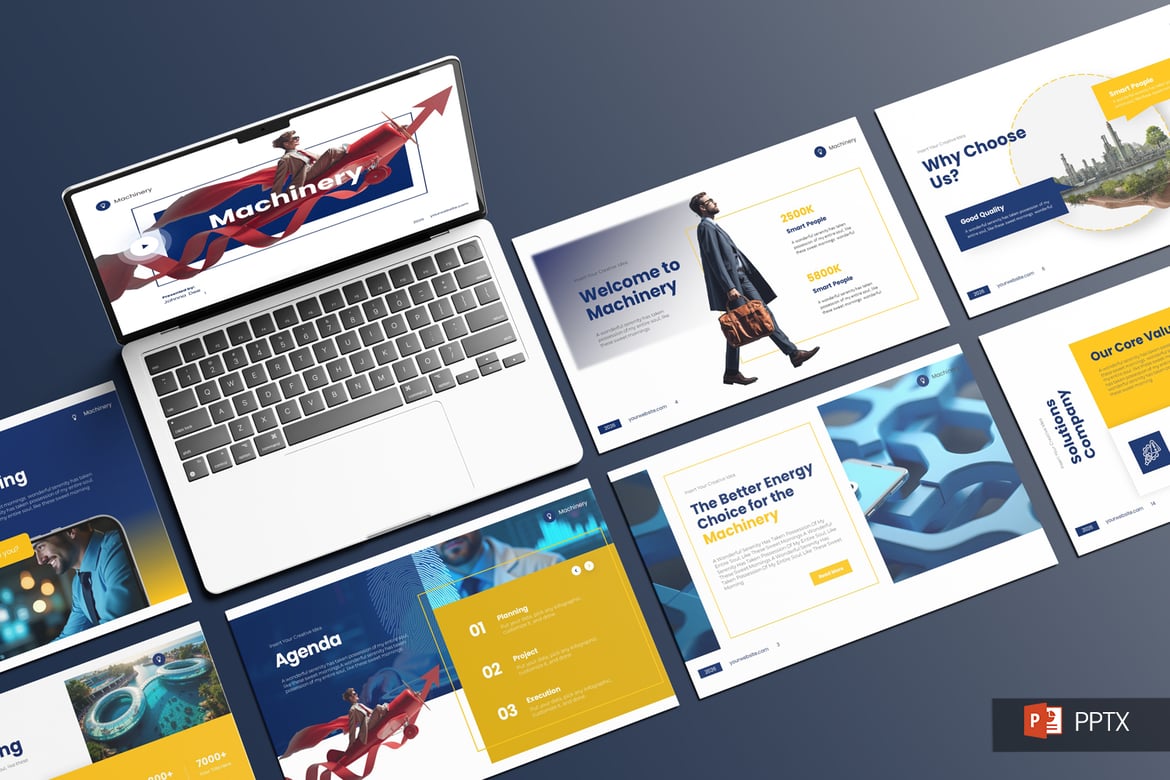 Template Powerpoint Mesin yang Menarik dan Profesional