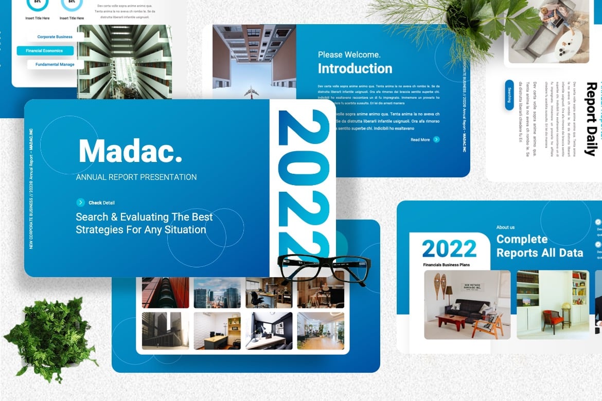 Template Presentasi PowerPoint Madac - Laporan Tahunan yang Menarik