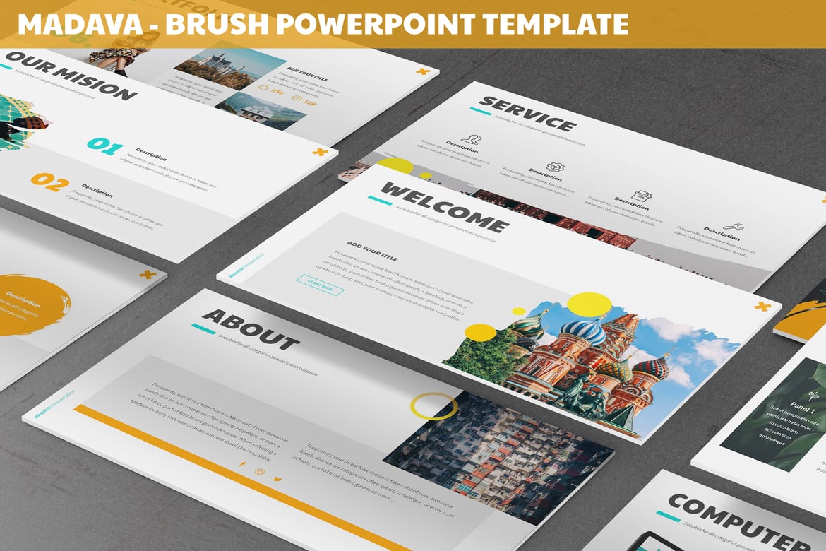 Madava - Template Presentasi Powerpoint Bergaya Brush dan Abstrak