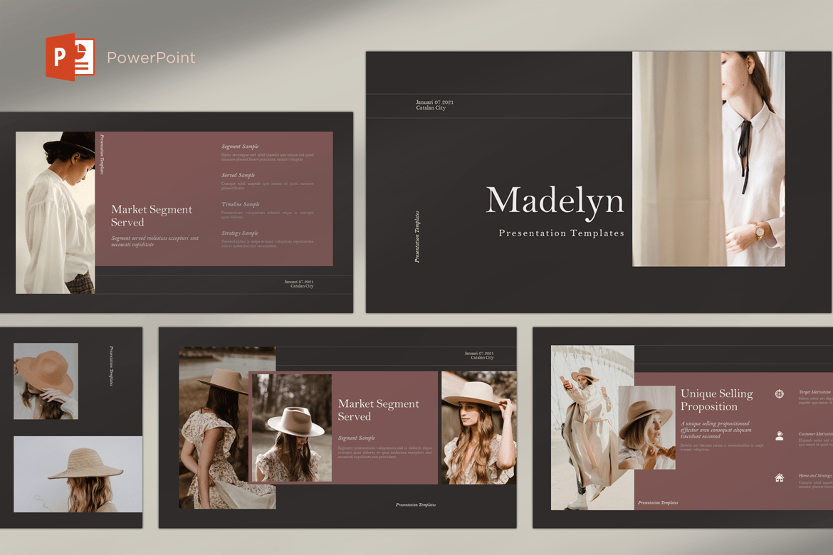 Template Presentasi PowerPoint Madelyn yang Menarik dan Profesional