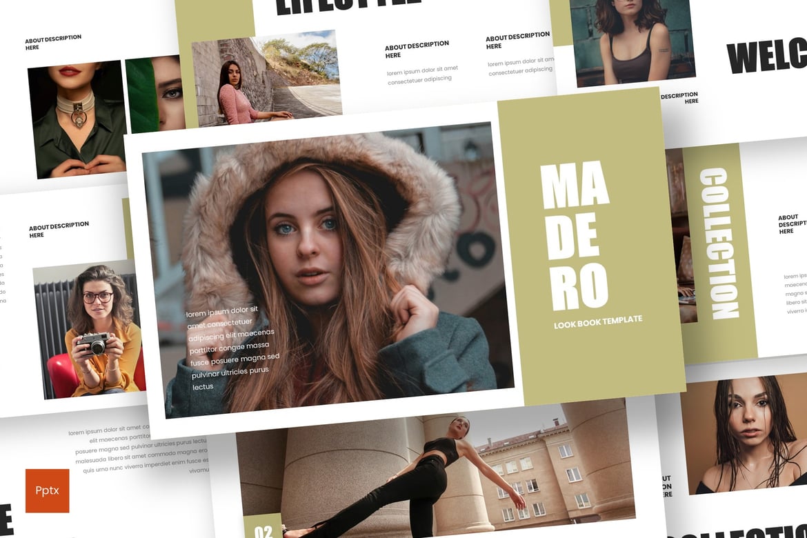 Template Presentasi Powerpoint Madero - Lookbook Kreatif dan Minimalis
