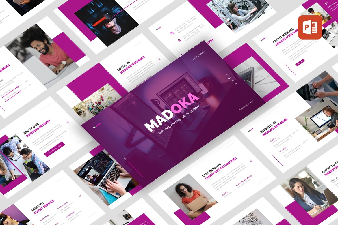 Template PowerPoint Madoka - Solusi Presentasi Profesional