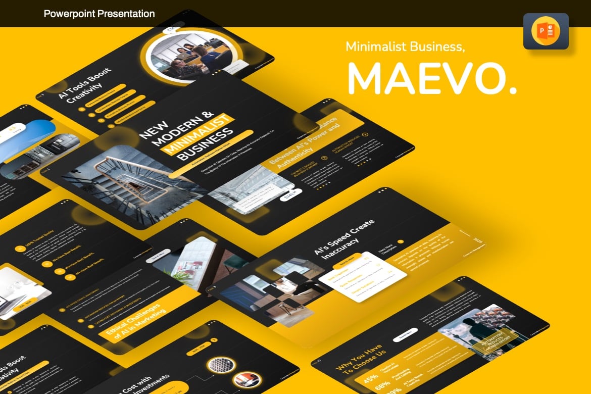 Maevo - Template Powerpoint Korporat Modern dan Profesional