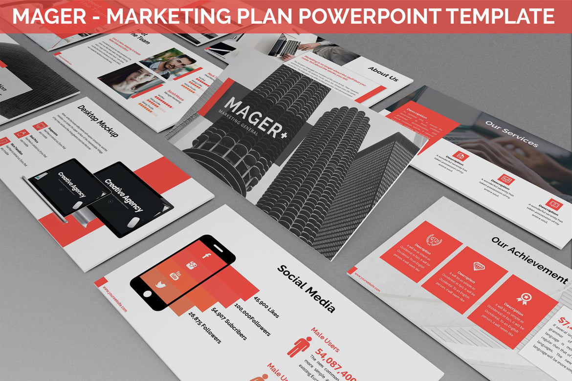 Template Presentasi Powerpoint Mager - Rencana Pemasaran yang Menarik