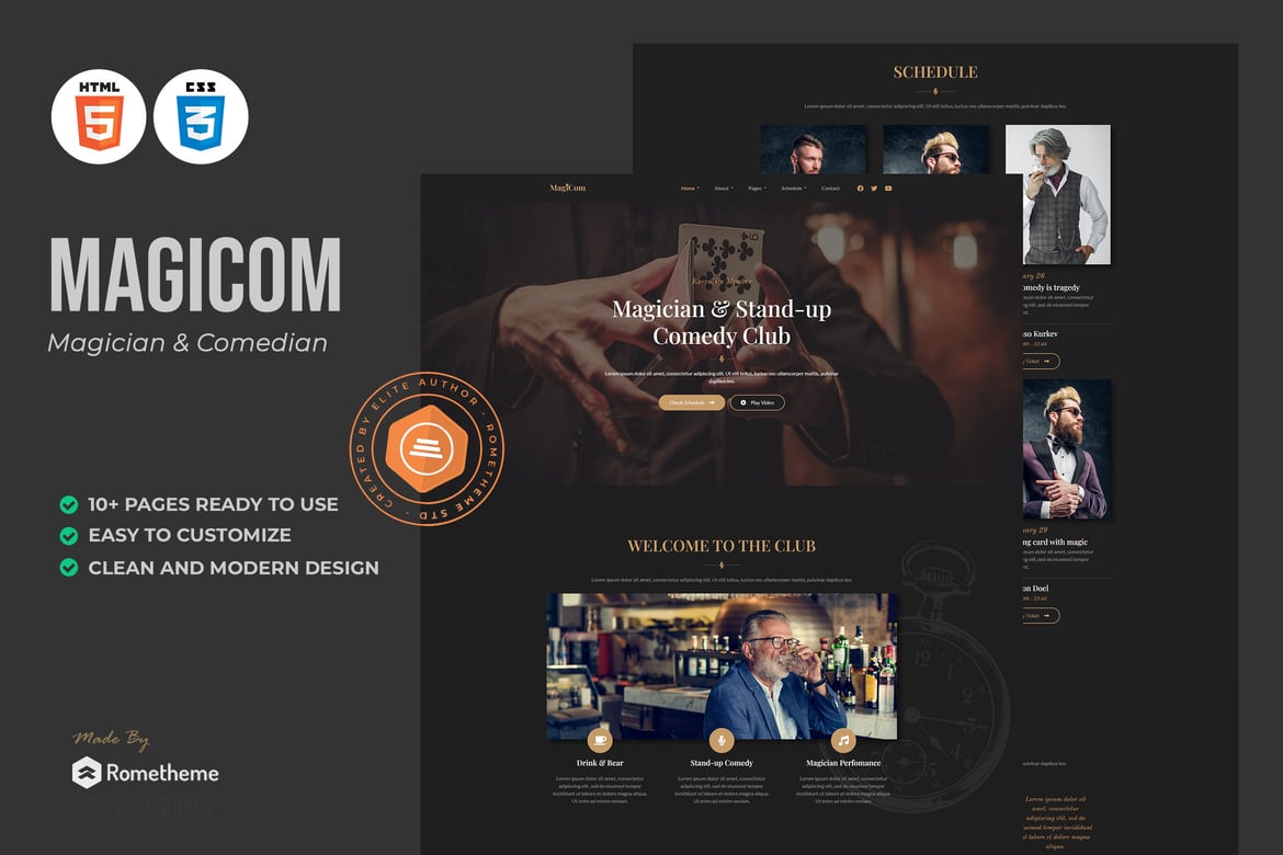 Magicom - Template Website untuk Pesulap dan Komedian