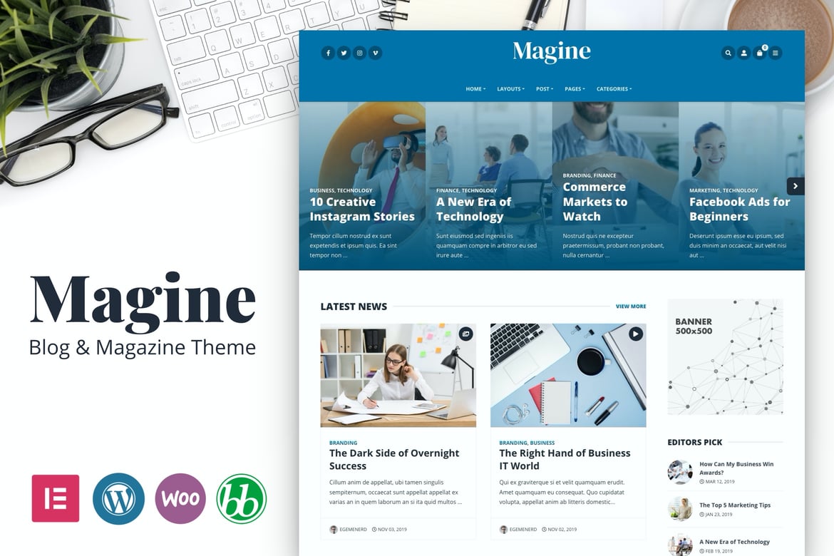 Magine - Tema WordPress Blog Bisnis Modern