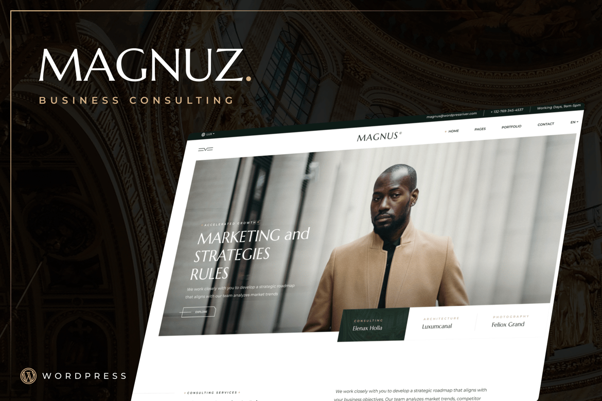 Magnuz - Tema WordPress Bisnis Terbaik untuk Konsultan