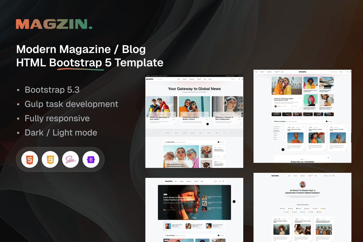 Magzin - Template Website Kreatif untuk Majalah dan Blog