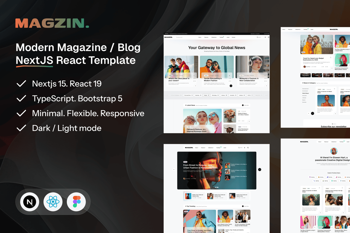 Magzin - Template Website Majalah & Blog Kreatif Berbasis NextJS