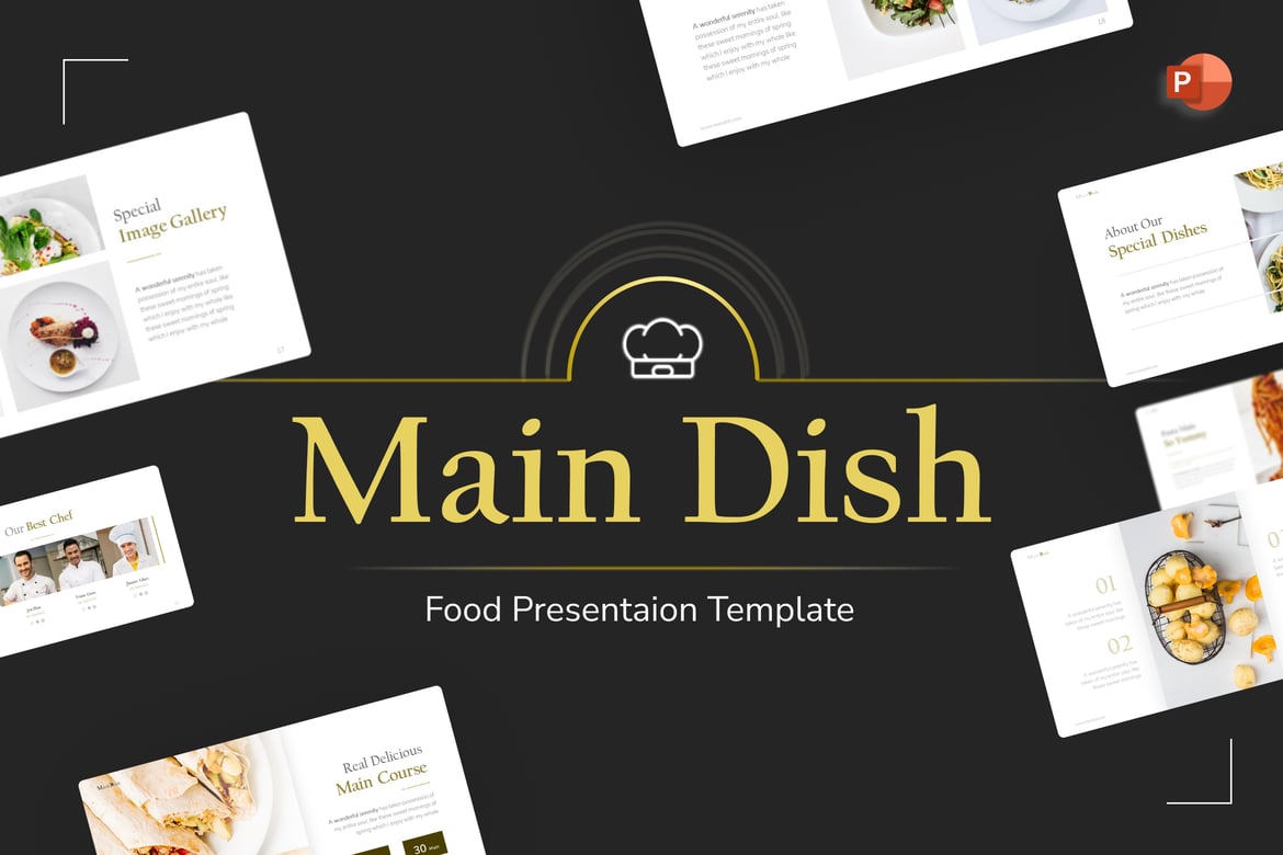 Template PowerPoint Hidangan Utama yang Elegan dan Modern