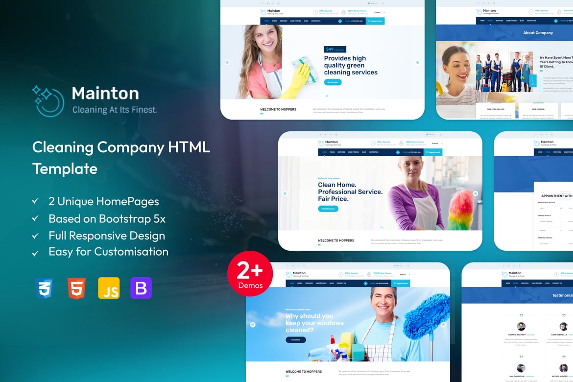 Moppers - Template Website Perusahaan Pembersihan yang Profesional