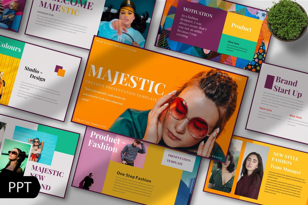 Template Powerpoint Kreatif Majestic yang Menawan