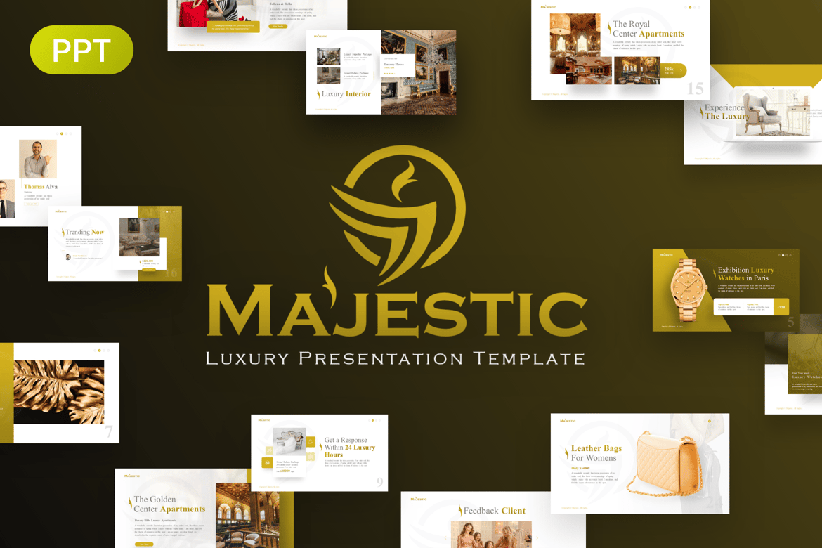 Template PowerPoint Mewah Majestic untuk Presentasi Profesional