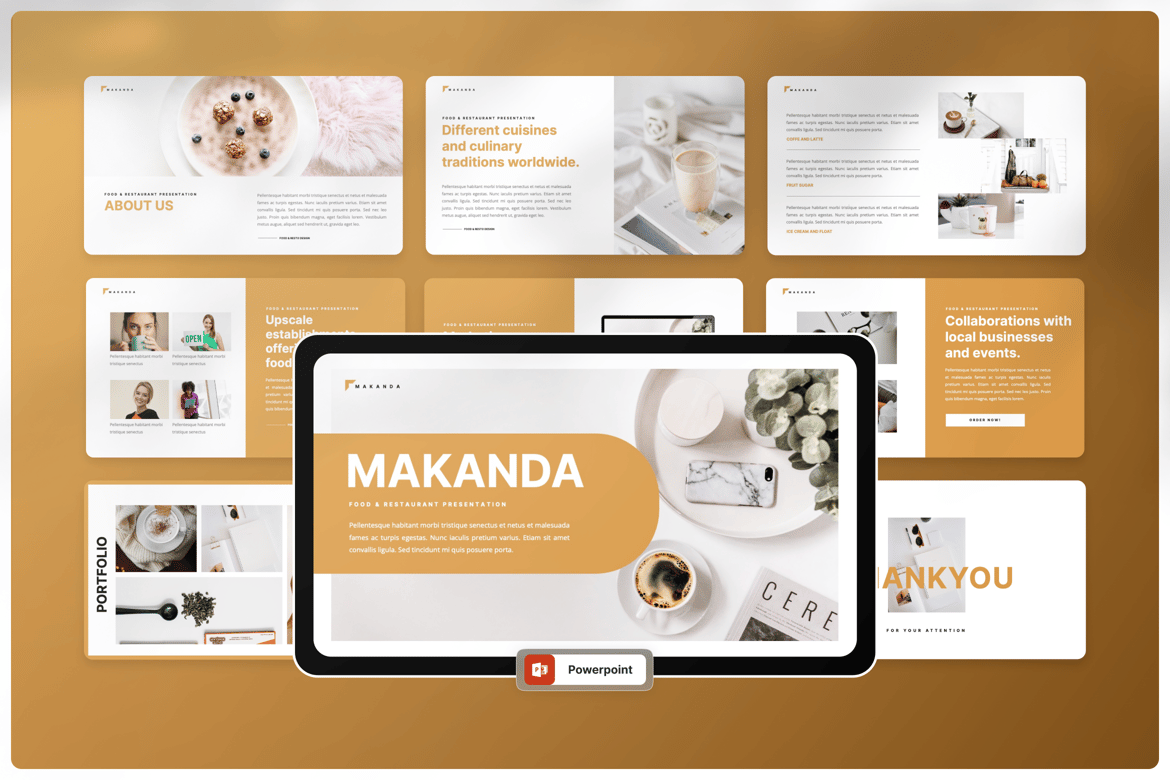 Template Presentasi PowerPoint Makanda untuk Makanan & Restoran