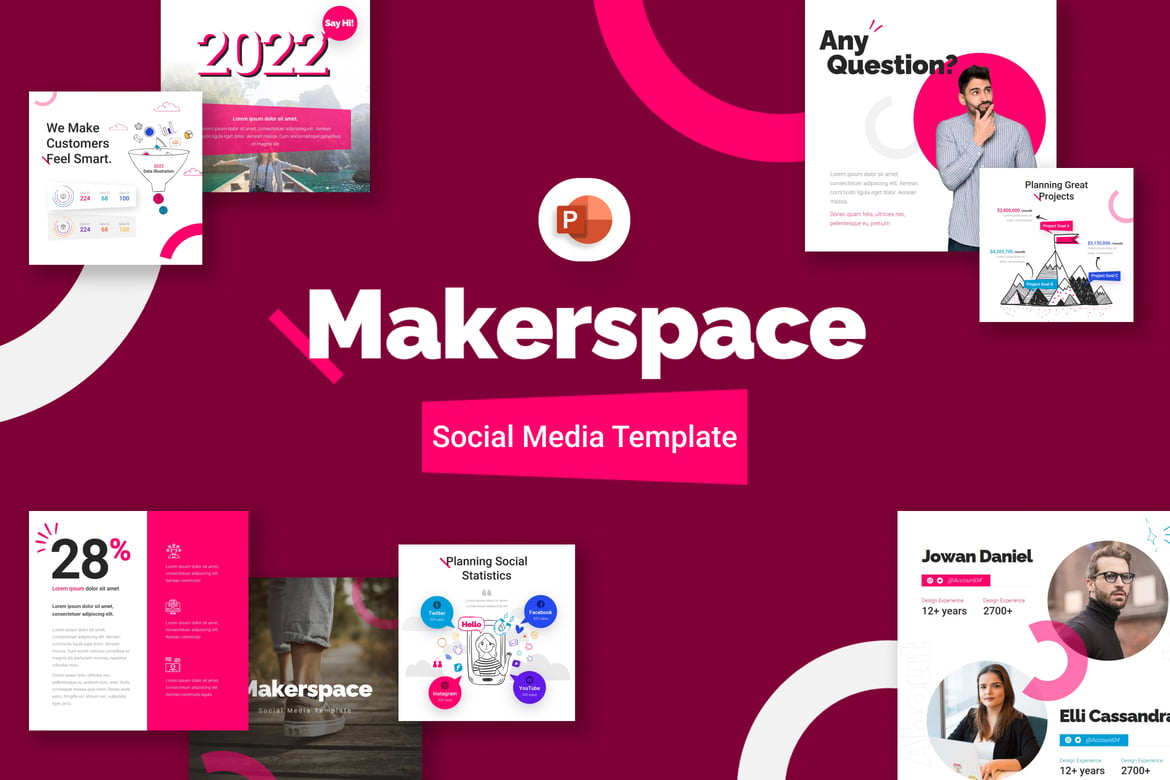 Template PowerPoint Media Sosial untuk Makerspace yang Menarik