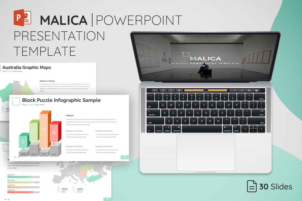 Template Presentasi PowerPoint Malica yang Modern dan Serbaguna