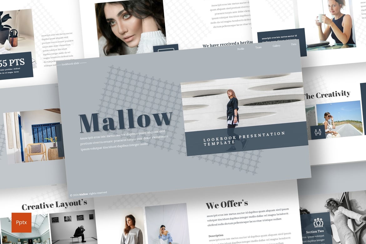 Template Powerpoint Mallow - Lookbook Kreatif dan Minimalis