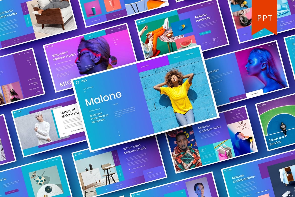Malone – Template PowerPoint Bisnis yang Menarik
