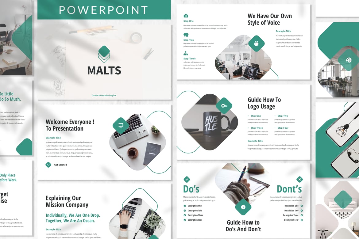 Template Presentasi Powerpoint Malts untuk Bisnis yang Modern