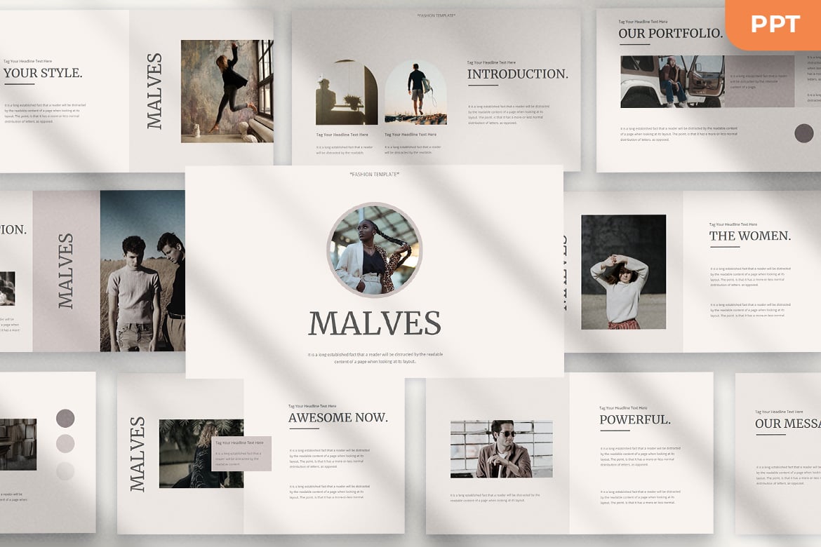 Malves - Template Presentasi PowerPoint Minimalis yang Elegan