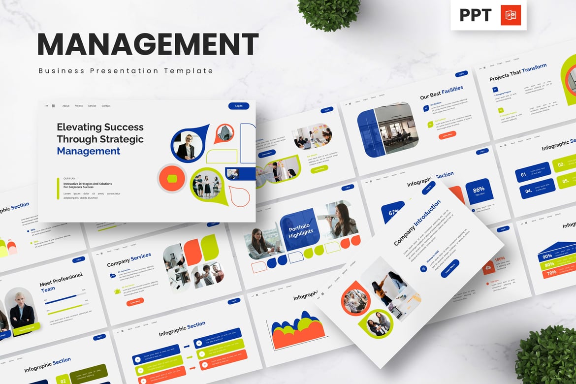 Template PowerPoint Manajemen Bisnis yang Menarik