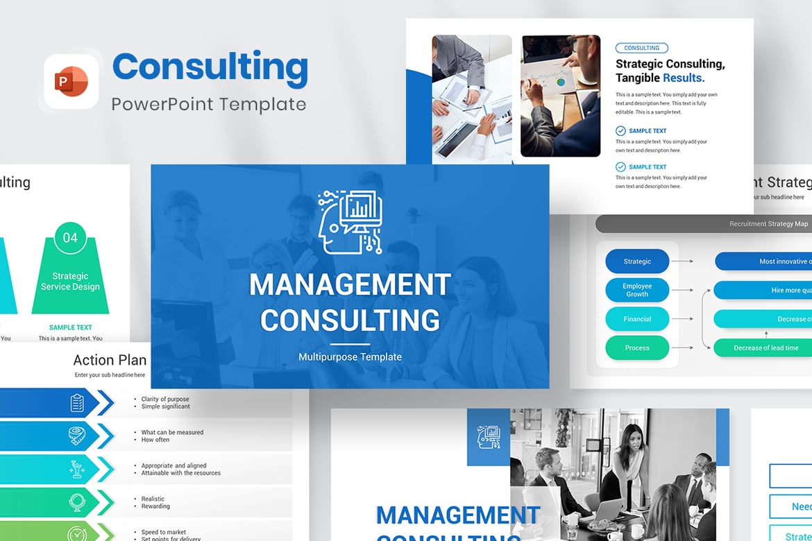 Template PowerPoint Konsultasi Manajemen yang Profesional dan Menarik