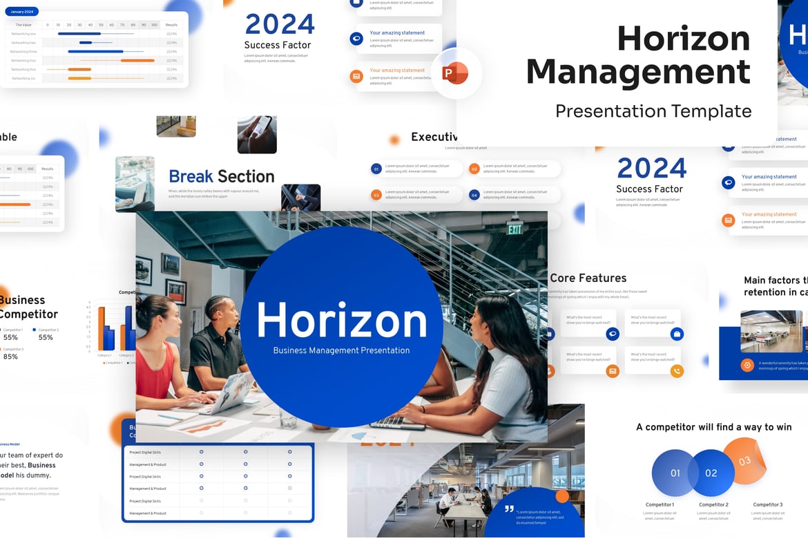 Template PowerPoint Manajemen Profesional untuk Presentasi Menarik