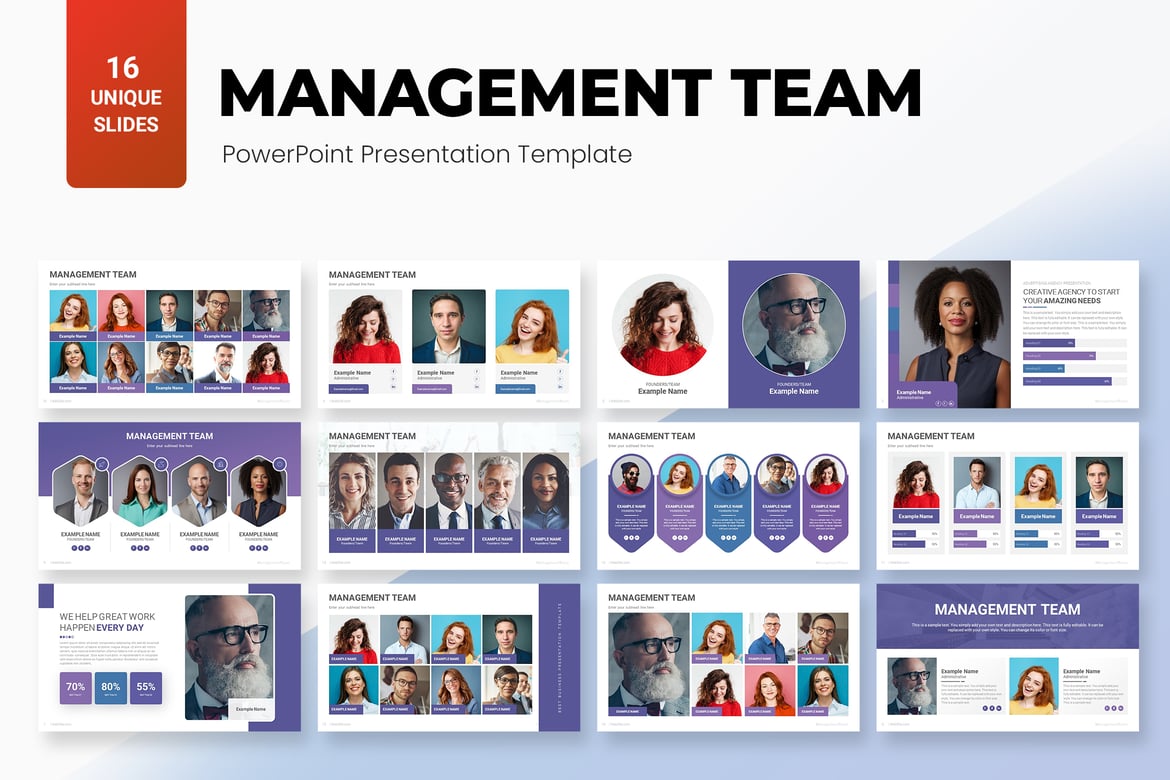 Template Presentasi PowerPoint Tim Manajemen yang Menarik