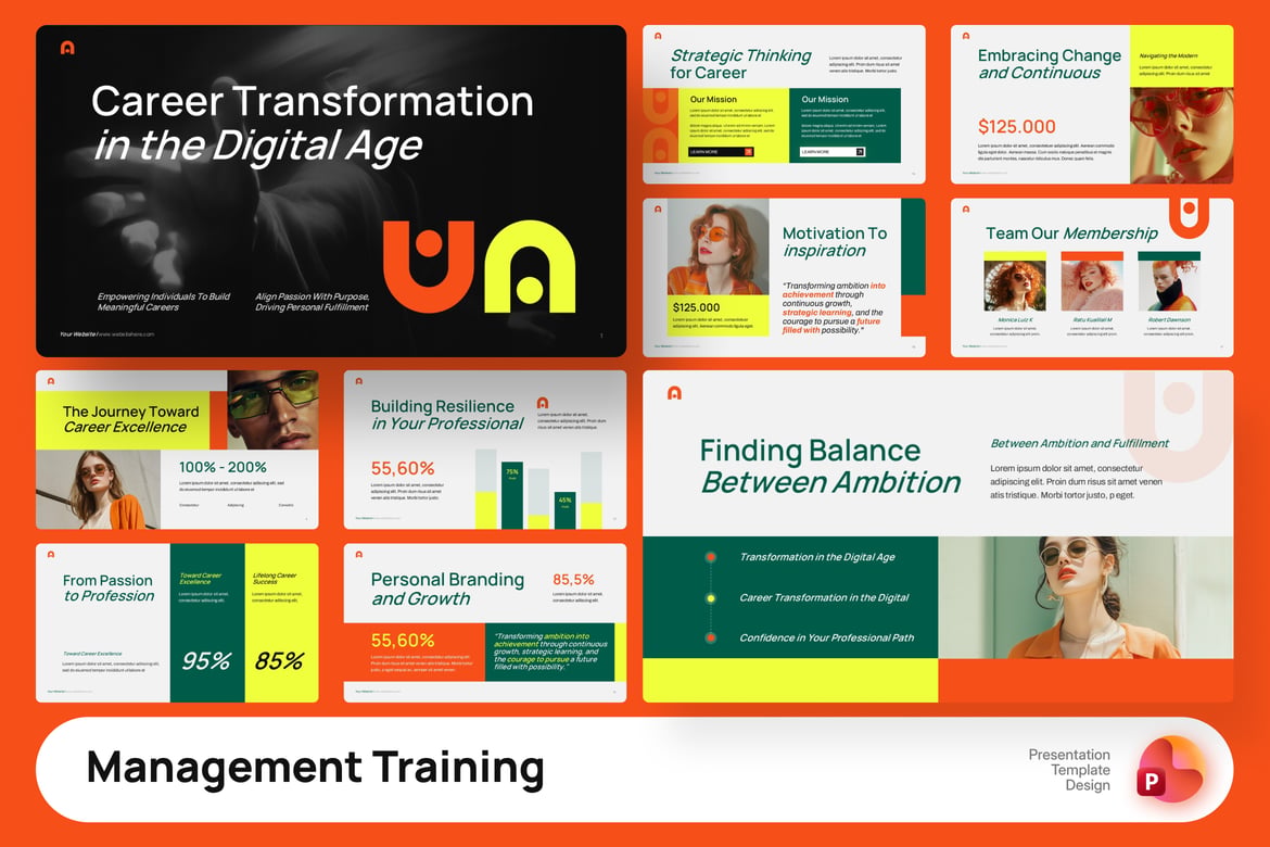 Template PowerPoint Pelatihan Manajemen yang Efektif dan Menarik