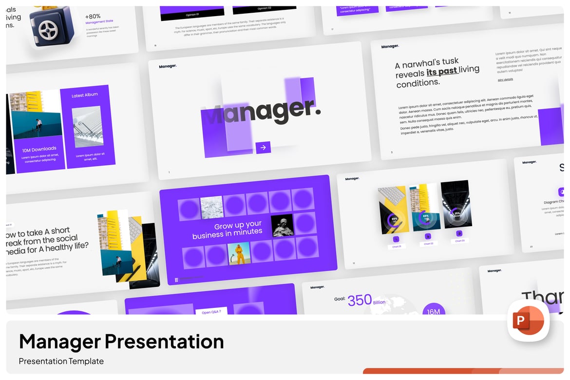 Template Presentasi PowerPoint Manajer Bisnis yang Menarik