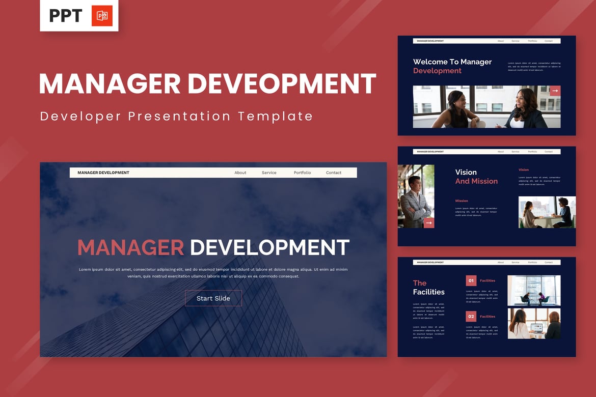 Template Presentasi PowerPoint untuk Pengembangan Manajer yang Profesional
