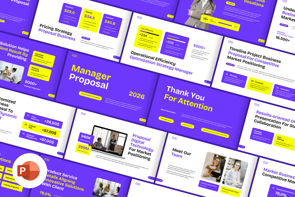 Template Presentasi Proposal Manajer yang Memukau