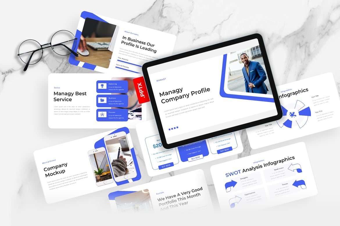 Template PowerPoint Profil Perusahaan Managy yang Menarik
