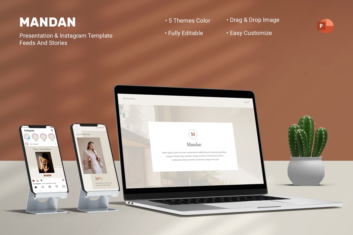 Template Powerpoint dan Instagram Mandan yang Modern dan Kreatif