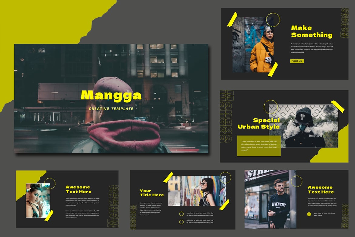 Template PowerPoint Mangga Gaya Urban yang Modern dan Minimalis