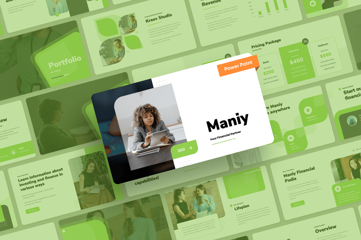 Template Presentasi PowerPoint Keuangan Maniy yang Menarik