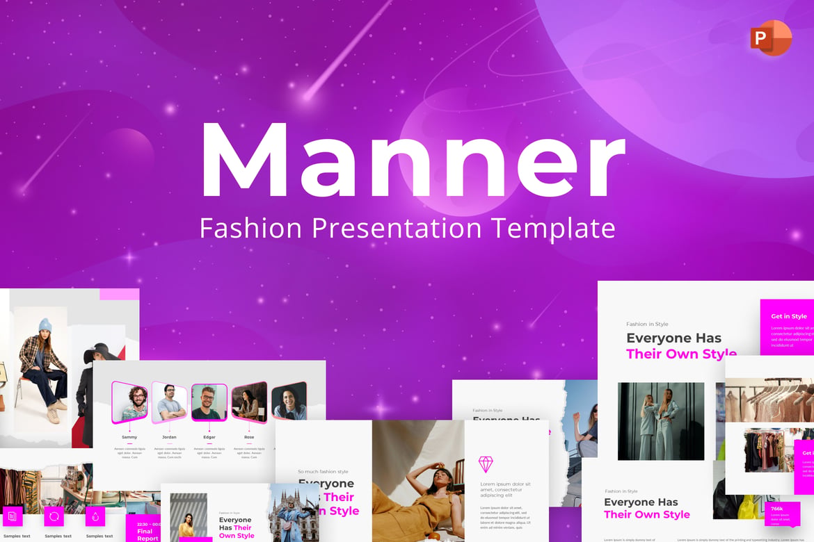 Template PowerPoint Fashion Kreatif Manner Ungu